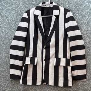 Beetlejuice Black & White Striped Coat Long Sleeve Cosplay Small